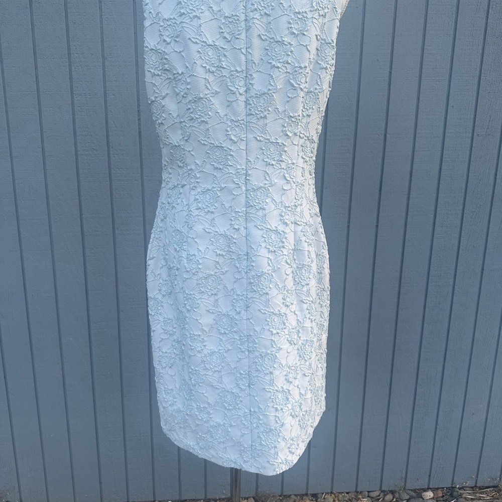 Donna Ricco Ice Blue Ruched Sheath Mini Dress - Picture 6 of 8
